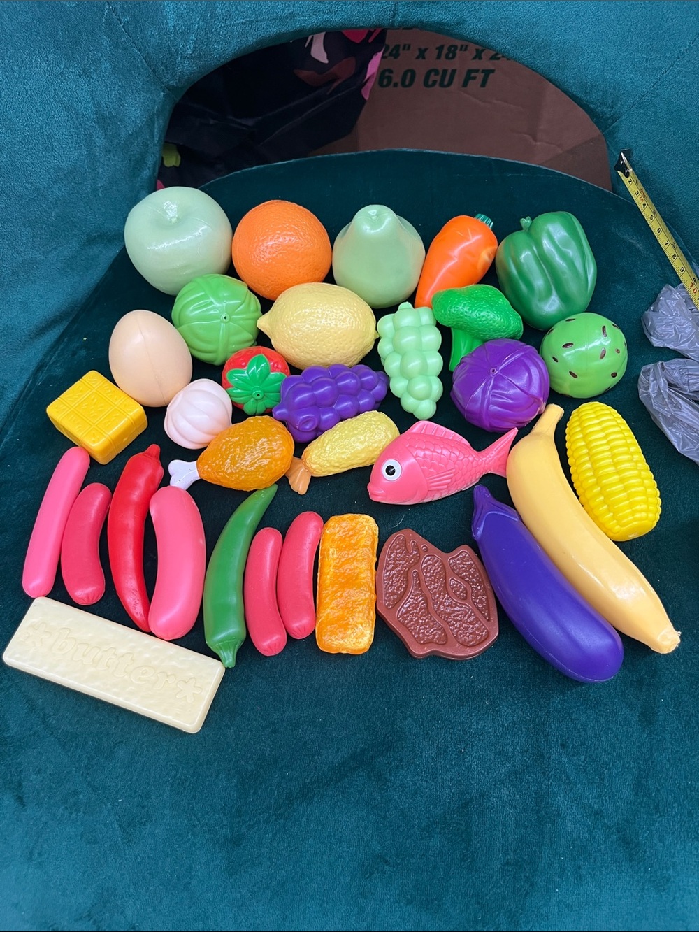 Kids Toy Play Food Set - Assorted Color Plastic Fruits & Vegetables